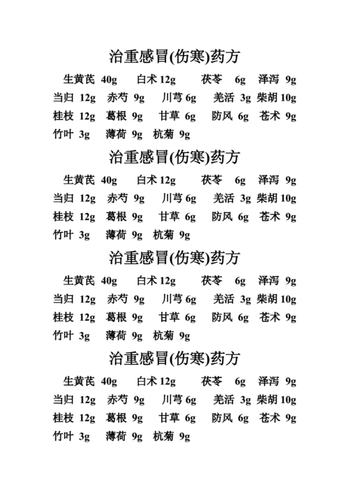 感冒奇效方