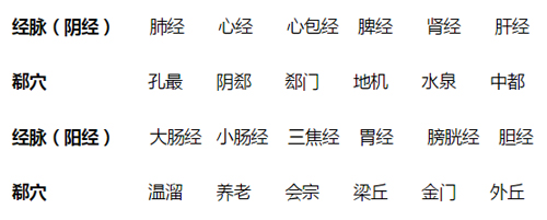 十二经郄穴
